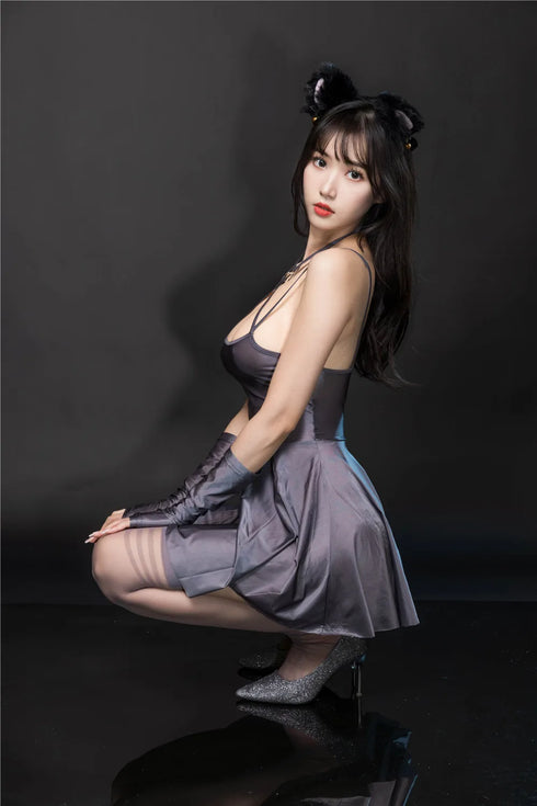 Satin Smooth Backless Pleated Micro Mini Dress for Women